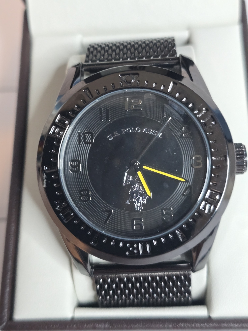 U.S. Polo Assn. Black Men's Analog Watch Metal Band